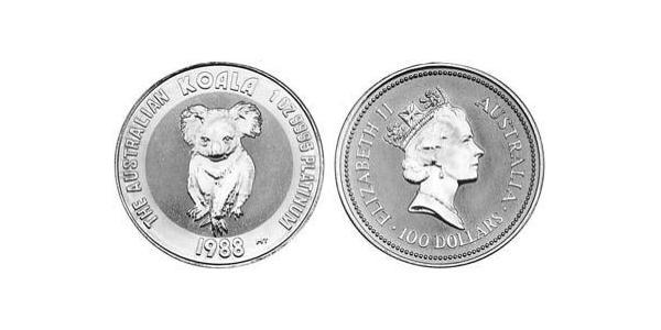 100 Долар Австралія (1939 - ) Платина 