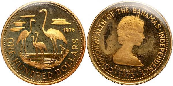 100 Доллар Багамские о-ва Золото Елизавета II (1926-2022)