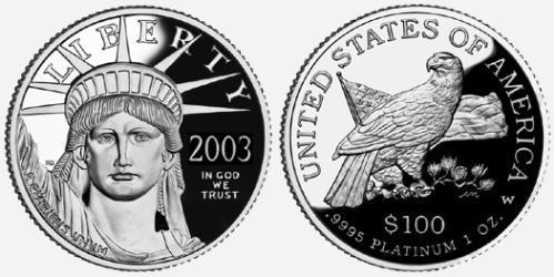 100 Доллар США (1776 - ) Платина 