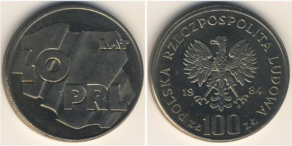 100 Злотий Польська Народна Республіка (1952-1990) Нікель/Мідь 