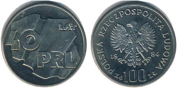 100 Злотий Польська Народна Республіка (1952-1990) Нікель/Мідь 