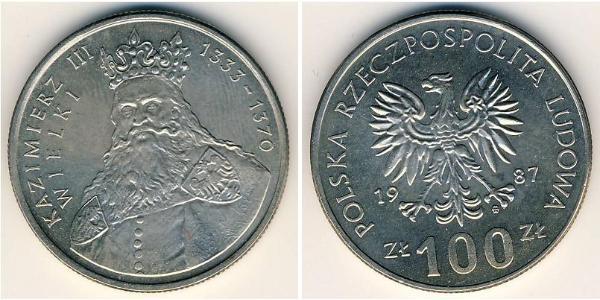 100 Злотий Польська Народна Республіка (1952-1990) Нікель/Мідь 