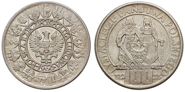 100 Злотый Польская Народная Республика (1952-1990) Серебро 
