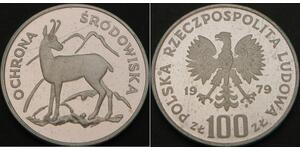 100 Злотый Польша Серебро 