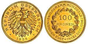 100 Крона Перша Австрійська Республіка (1918-1934) Золото 