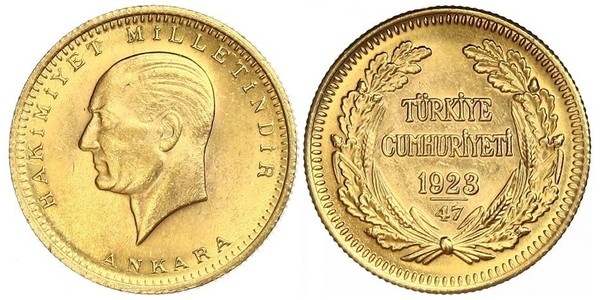 100 Куруш Турція (1923 - ) Золото Кемаль Ататюрк