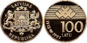 100 Лат Латвия Золото 