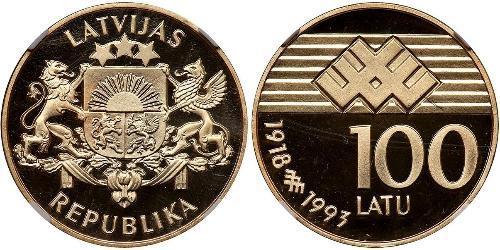 100 Лат Латвия Золото 