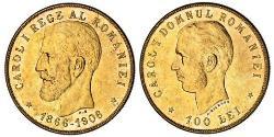 100 Лей Королівство Румунія (1881-1947) Золото Carol I of Romania (1839 - 1914)