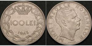 100 Лей Королівство Румунія (1881-1947) Нікель/Залізо Michael of Romania (1927-)