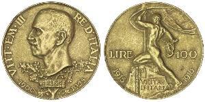 100 Лира Kingdom of Italy (1861-1946) Золото Виктор Эммануил III (1869 - 1947)