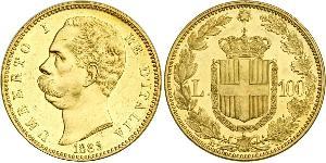 100 Лира Kingdom of Italy (1861-1946) Золото Умберто I (1844-1900)
