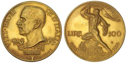 100 Лира Kingdom of Italy (1861-1946) Золото Виктор Эммануил III (1869 - 1947)