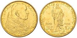 100 Лира Ватикан (1926-) Золото Pope Pius XI (1857 - 1939)