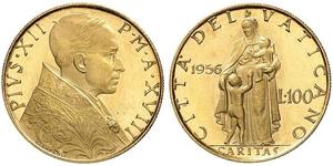 100 Лира Ватикан (1926-) Золото Пий XII  (1876 - 1958)