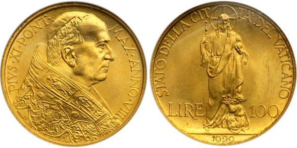 100 Лира Ватикан (1926-) Золото Pope Pius XI (1857 - 1939)