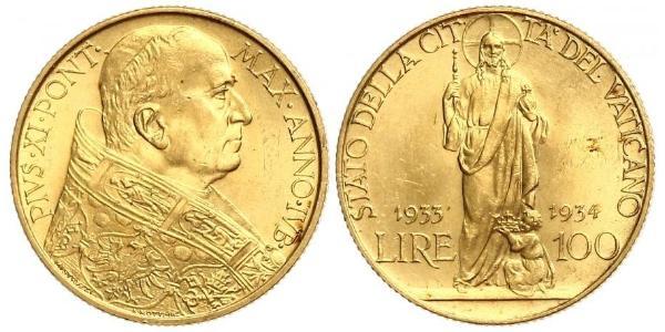100 Лира Ватикан (1926-) Золото Pope Pius XI (1857 - 1939)