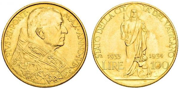 100 Лира Ватикан (1926-) Золото Pope Pius XI (1857 - 1939)