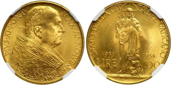 100 Лира Ватикан (1926-) Золото Pope Pius XI (1857 - 1939)