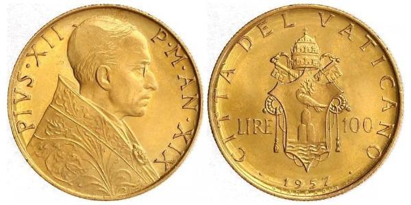 100 Лира Ватикан (1926-) Золото Пий XII  (1876 - 1958)