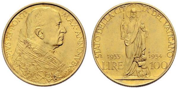 100 Лира Ватикан (1926-) Золото Pope Pius XI (1857 - 1939)