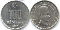 100 Лира Турция (1923 - ) Никель/Медь 