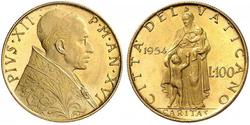 100 Ліра Ватікан (1926-) Золото Пій XII  (1876 - 1958)