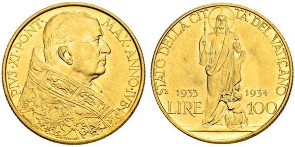 100 Ліра Ватікан (1926-) Золото Pope Pius XI (1857 - 1939)