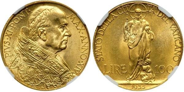 100 Ліра Ватікан (1926-) Золото Pope Pius XI (1857 - 1939)