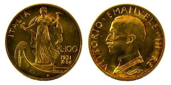 100 Ліра Італія Золото/Платина Виктор Эммануил III (1869 - 1947)