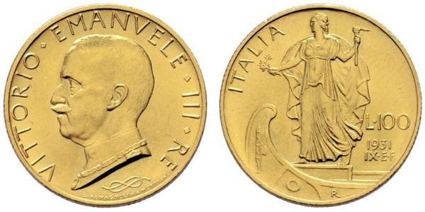 100 Ліра Італія Золото/Платина Виктор Эммануил III (1869 - 1947)