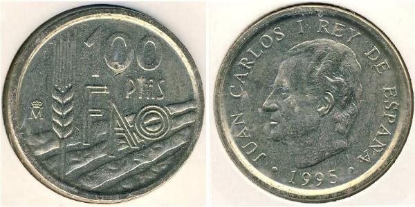 100 Песета Королевство Испания (1976 - ) Никель/Медь Хуан Карлос I (1938 - )