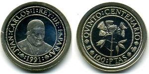 100 Песета Королевство Испания (1976 - ) Серебро Мутис, Хосе Селестино (1732  - 1808)