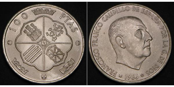 100 Песета Франкистская Испания (1936 - 1975) Серебро Франко, Франсиско(1892 – 1975)