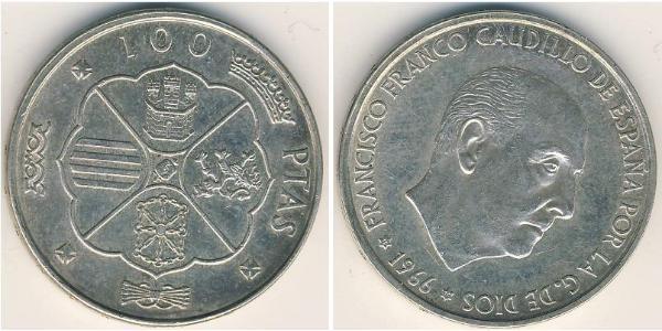 100 Песета Франкистская Испания (1936 - 1975) Серебро Франко, Франсиско(1892 – 1975)