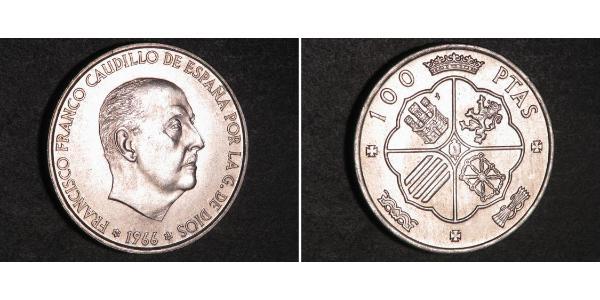 100 Песета Франкистская Испания (1936 - 1975) Серебро Франко, Франсиско(1892 – 1975)