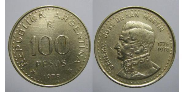 100 Песо Республіка Аргентина (1861 - ) Бронза/Алюміній 