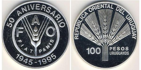 100 Песо Уругвай Срібло 