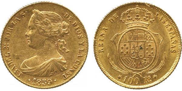 100 Реал Іспанія Золото Isabella II of Spain (1830- 1904)