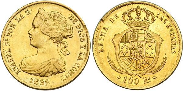 100 Реал Іспанія Золото Isabella II of Spain (1830- 1904)