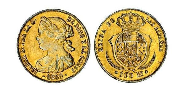 100 Реал Іспанія Золото Isabella II of Spain (1830- 1904)