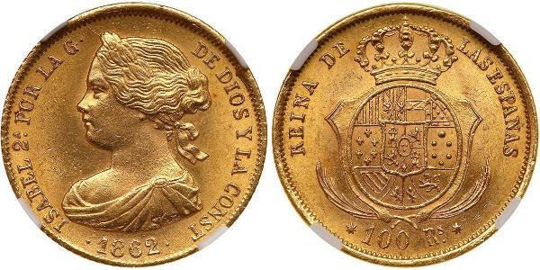 100 Реал Іспанія Золото Isabella II of Spain (1830- 1904)