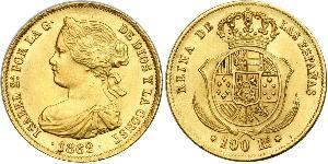 100 Реал Испания Золото Isabella II of Spain (1830- 1904)