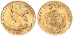 100 Реал Испания Золото Isabella II of Spain (1830- 1904)