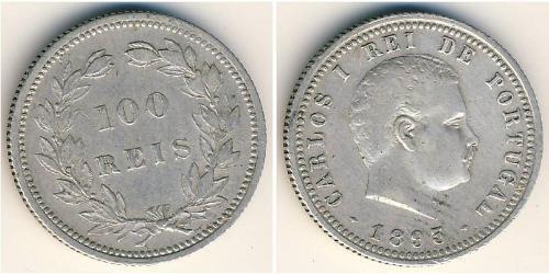 100 Рейс Королевство Португалия (1139-1910) Серебро 