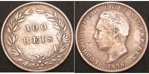 100 Рейс Королівство Португалія (1139-1910) Срібло Luis I of Portugal (1838 -1889)