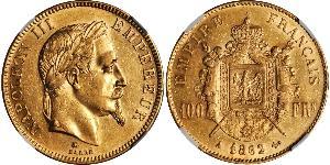 100 Франк Second French Empire (1852-1870) Золото Наполеон ІІІ Бонапарт (1808-1873)