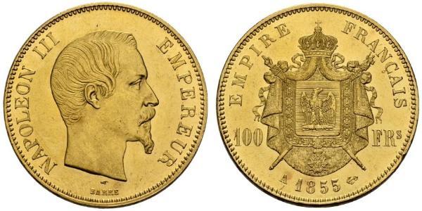 100 Франк Вторая французская империя (1852-1870) Золото Наполеон III Бонапарт (1808-1873)