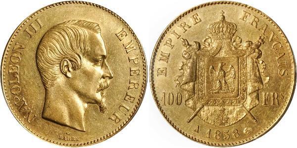 100 Франк Вторая французская империя (1852-1870) Золото Наполеон III Бонапарт (1808-1873)