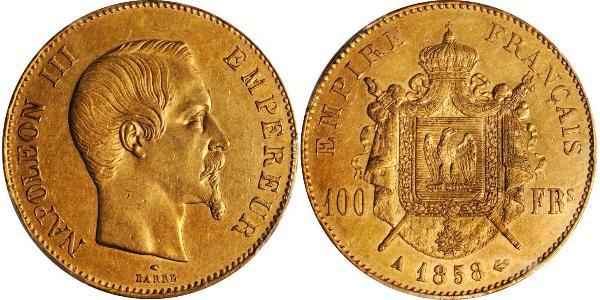 100 Франк Вторая французская империя (1852-1870) Золото Наполеон III Бонапарт (1808-1873)